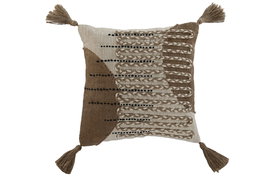 DKD Home Decor Cojín Boho Blanco Roto Natural 45x45 cm Algodón Yute Poliéster (2 Unidades)