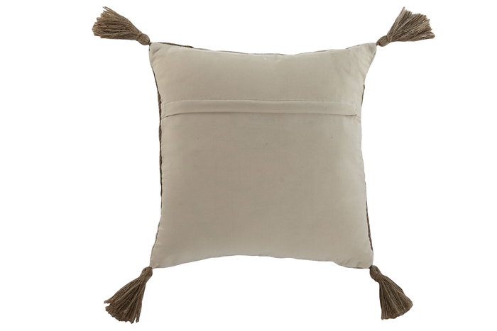 DKD Home Decor Cojín Boho Blanco Roto Natural 45x45 cm Algodón Yute Poliéster (2 Unidades)