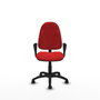 Silla de oficina Algarra con mecanismo Contacto permanente básico tapizada con Similpiel color Rojo. Equipada con Base poliamida negra, Brazos fijos y Ruedas autofrenantes
