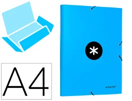 Antartik Carpeta de gomas tres solapas azul A4