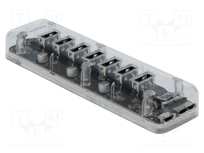 DeLOCK Hub USB 3.0 con 7 puertos, Transparente, 64088