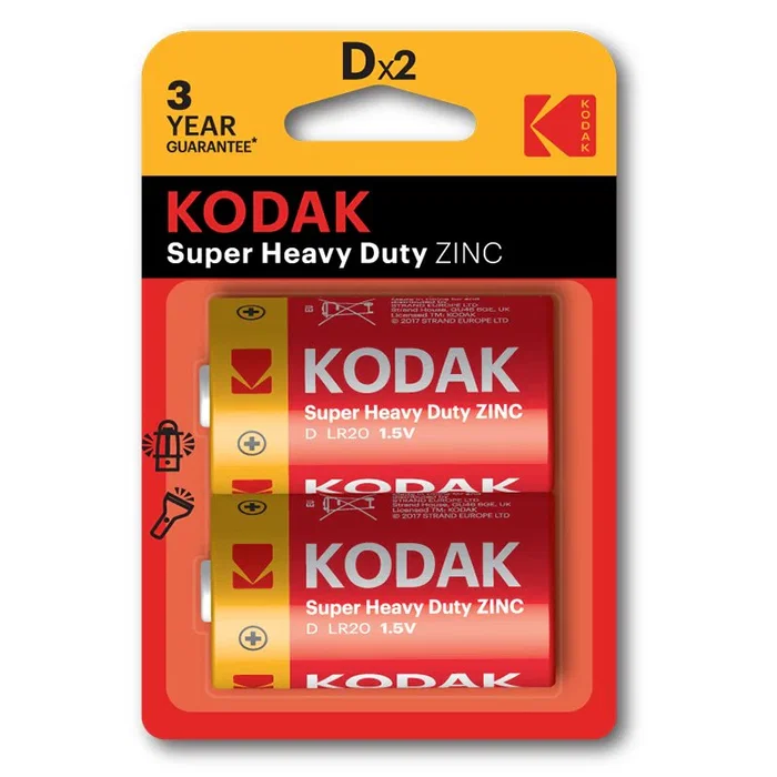 Kodak Batería D Extra Heavy-Duty de Cloruro de Zinc 1.5V 6000 mAh Pilas Salinas CTA30946385