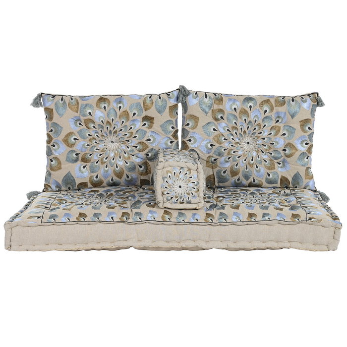 DKD Home Decor Sillon Set 4 Algodon Azul y Beige DKD Home Decor Sillon Set 4 Algodon Azul y Beige