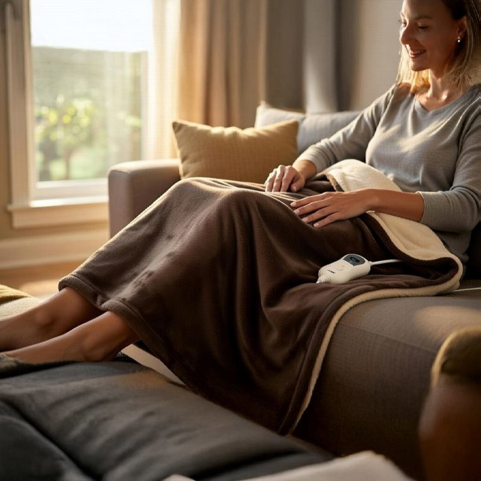 Avant Manta Eléctrica 160x120 cm 120W - 3 Niveles de Temperatura, Color Marrón Beige