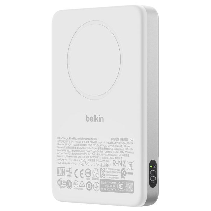 Belkin UltraCharge Pro Slim Magnetic Power Bank 10K Qi2 25W PD30W Plata