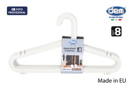 Meng Set 8 Perchas Plástico Blancas 39.5x21x0.3 cm (12 Cajas)