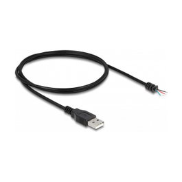 DeLOCK Cable USB 2.0 Tipo-A macho a 4 hilos abiertos, 1 m, Negro