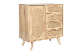 DKD Home Decor Buffet Rubberwood Ratan Natural