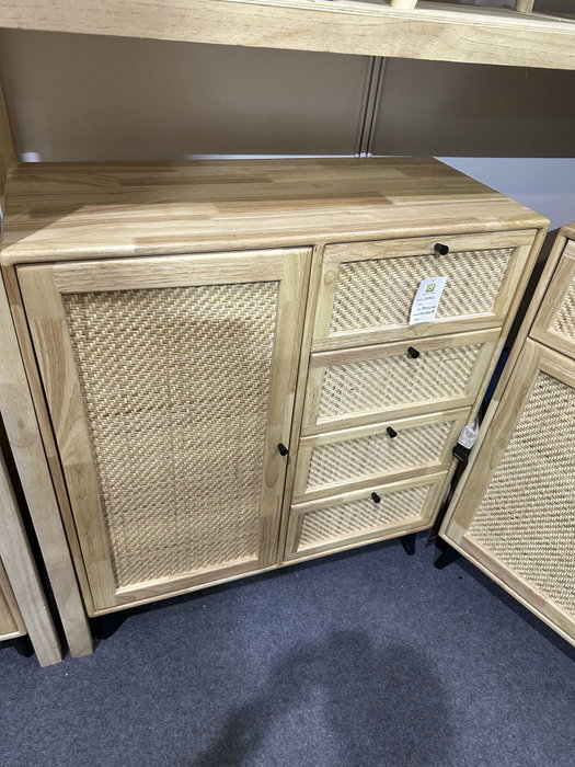 DKD Home Decor Buffet Rubberwood Ratan Natural