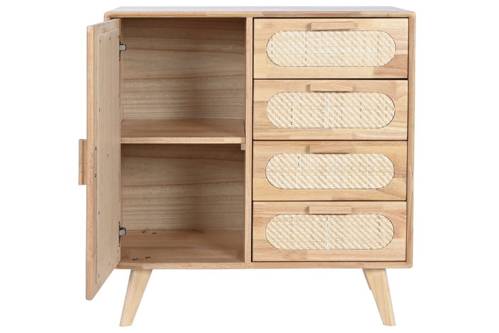 DKD Home Decor Buffet Rubberwood Ratan Natural