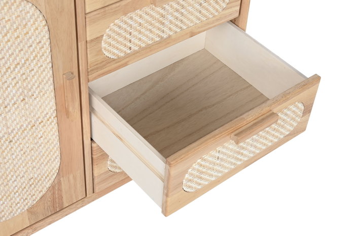 DKD Home Decor Buffet Rubberwood Ratan Natural