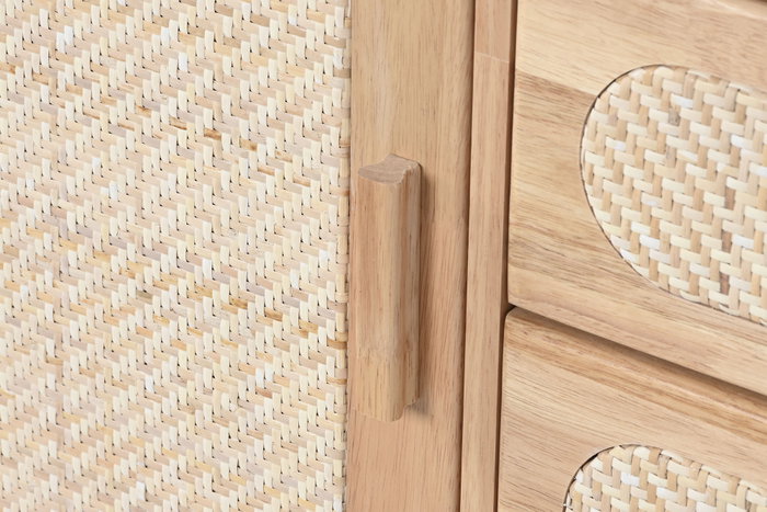 DKD Home Decor Buffet Rubberwood Ratan Natural