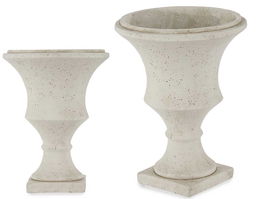 Ibergarden Macetero Copa Cemento Blanco Roto Mediano 18 cm x 24 cm x 18 cm (Set de 6)