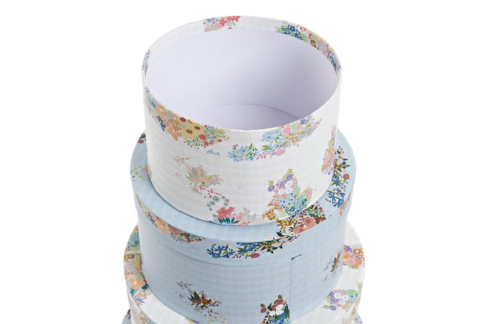 DKD Home Decor Set de 10 Cajas de Almacenaje Redondas de Cartón, Azul