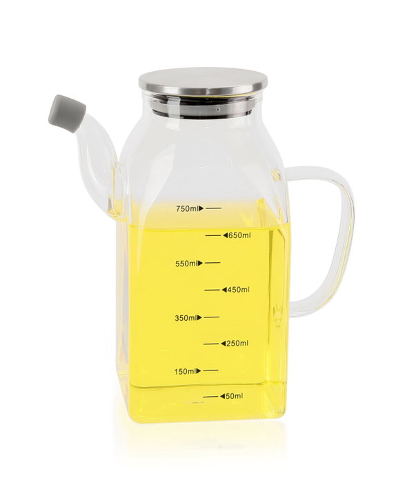 La Mediterranea Aceitera Cuadrada de Borosilicato con Tapa de Metal 750ml La Mediterranea Aceitera Cuadrada de Borosilicato con Tapa de Metal 750ml
