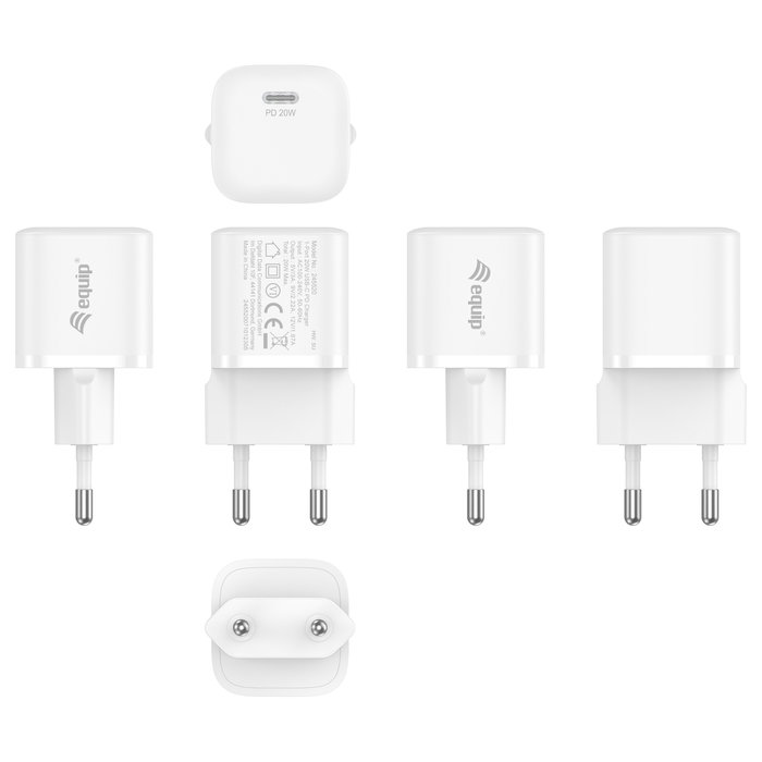 Equip Cargador de Pared USB-C 20W Pack de 25 unidades Blanco Equip Cargador de Pared USB-C 20W Pack de 25 unidades Blanco