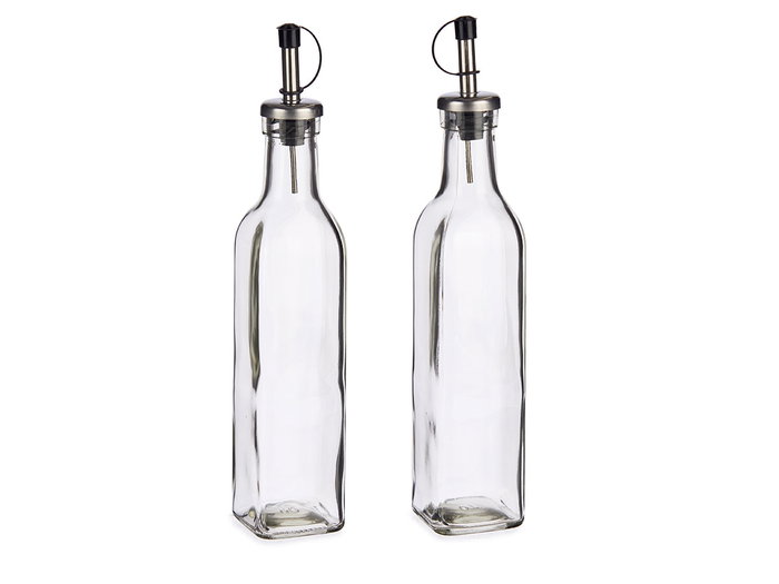 Vivalto Set Aceitera y Vinagrera de Vidrio 300 ml, Dimensiones 10.5x26x5.5 cm, Transparente (Set de 24)
