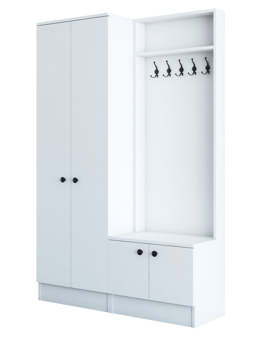 Hanah Home M5 - 1561 Recibidor Escandinavo Blanco con Cajón y Estantes, Mueble para Vestíbulo Organizado y Elegante Hanah Home M5 - 1561 Recibidor Escandinavo Blanco con Cajón y Estantes, Mueble para Vestíbulo Organizado y Elegante