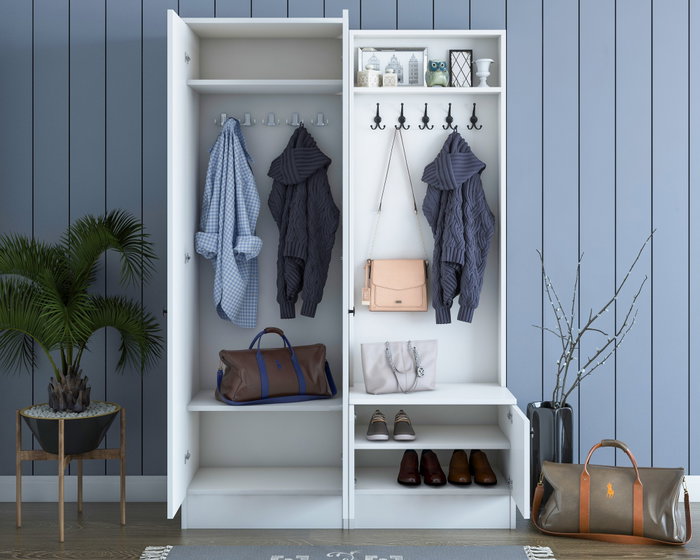Hanah Home M5 - 1561 Recibidor Escandinavo Blanco con Cajón y Estantes, Mueble para Vestíbulo Organizado y Elegante Hanah Home M5 - 1561 Recibidor Escandinavo Blanco con Cajón y Estantes, Mueble para Vestíbulo Organizado y Elegante