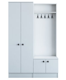 Hanah Home M5 - 1561 Recibidor Escandinavo Blanco con Cajón y Estantes, Mueble para Vestíbulo Organizado y Elegante