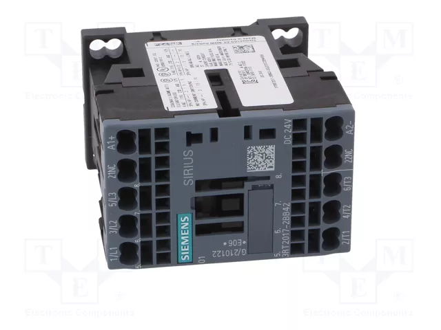 Siemens 3RT20172BB42 Contactor AC-3 5,5kW/400V 24VDC 3p S00 Siemens 3RT20172BB42 Contactor AC-3 5,5kW/400V 24VDC 3p S00