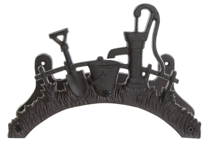 DKD Home Decor Sujetamangueras Terraza Y Jardin Marron Oscuro 14 x 19 x 27 cm Hierro Fundido