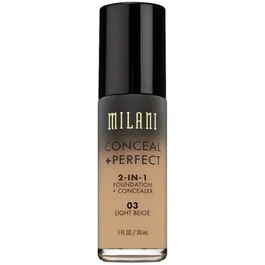 Milani Conceal + Perfect Base líquida y corrector 2 en 1, 03, Beige claro, 30 ml