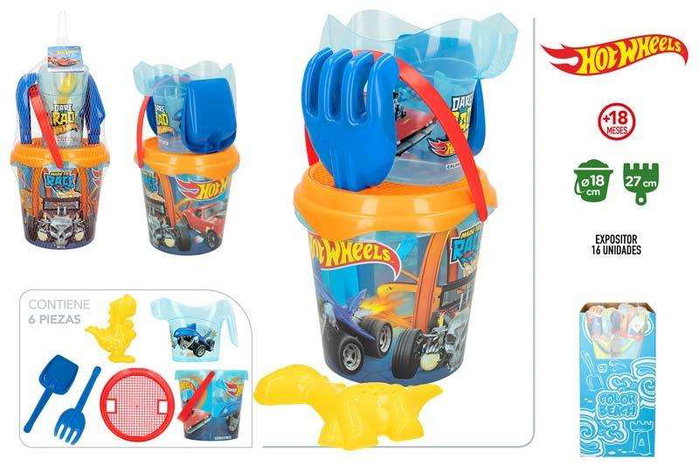 Color Baby Hot Wheels Cubo de Playa 18 cm con Accesorios Color Baby Hot Wheels Cubo de Playa 18 cm con Accesorios