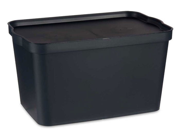 Kipit Caja de Plástico con Tapa 24L Antracita 29.3x24.5x45 cm (Set de 6)