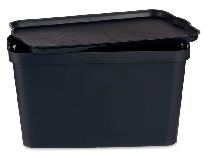 Kipit Caja de Plástico con Tapa 24L Antracita 29.3x24.5x45 cm (Set de 6)