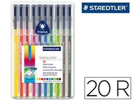 Staedtler Rotulador Triplus Color 323 Estuche 20 Unidades Colores Surtidos Tinta Antiseado Punta 1.6mm 97% Plástico Reciclado