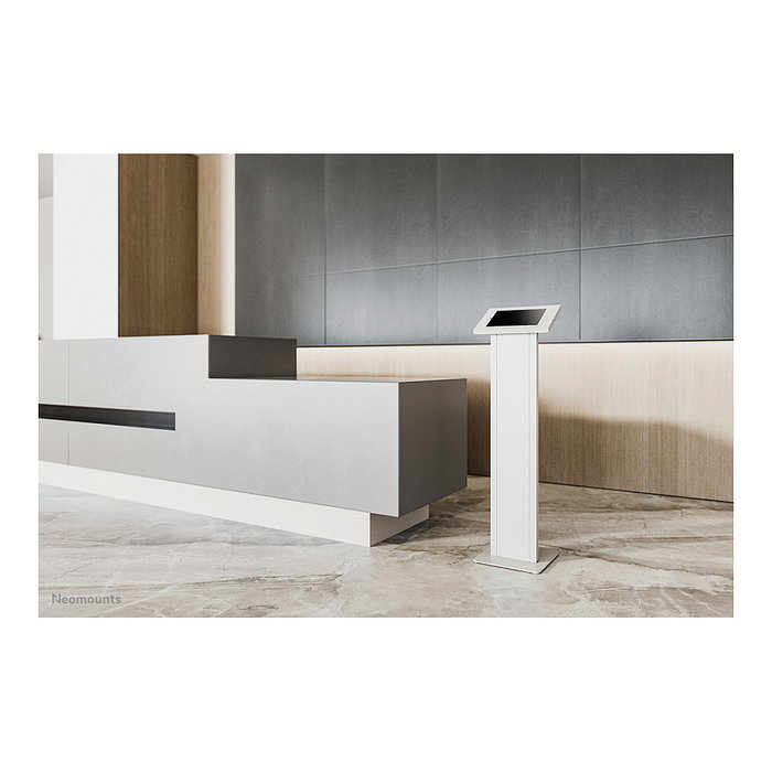 Neomounts FL15-750WH1 Soporte de suelo para tablets 9.7-11" - bloqueable, Blanco, Acero, Piso, Cerradura para puerta corredera con pulsador