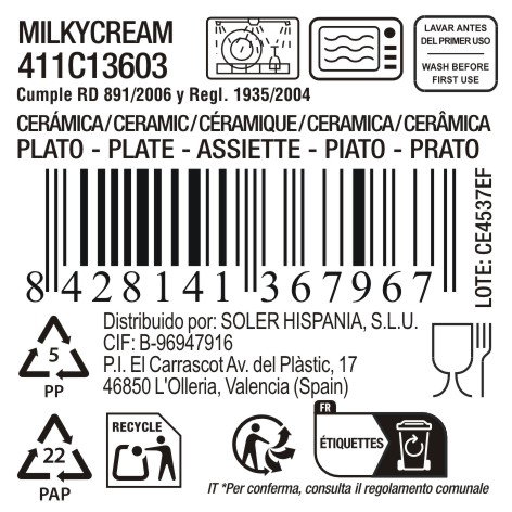 La Mediterranea Plato de Postre Milkycream ø17.3cm