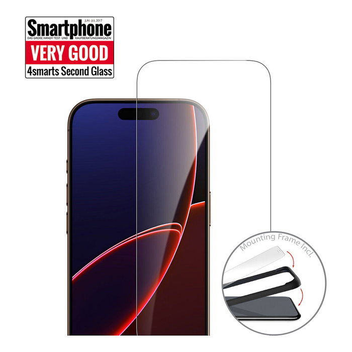 4smarts Second Glass Protector Pantalla Vidrio Templado para iPhone 17 Pro Max Transparente