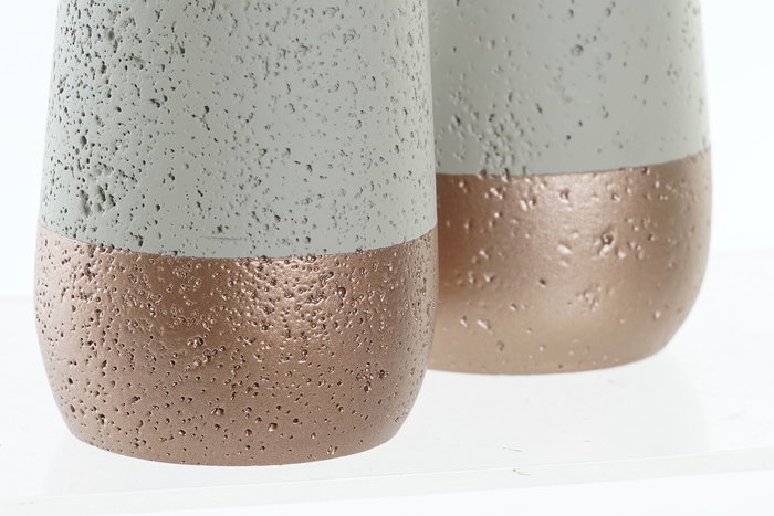 Baño Chic DKD Home Decor Gris Cobre 7x19x7 cm Set de 2 Piezas Cemento Dosificador Vaso