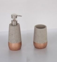 Baño Chic DKD Home Decor Gris Cobre 7x19x7 cm Set de 2 Piezas Cemento Dosificador Vaso