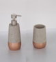 Baño Chic DKD Home Decor Gris Cobre 7x19x7 cm Set de 2 Piezas Cemento Dosificador Vaso