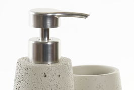 Baño Chic DKD Home Decor Gris Cobre 7x19x7 cm Set de 2 Piezas Cemento Dosificador Vaso