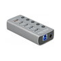 DeLOCK Hub USB 3.2 Gen 1 con 4 Puertos USB-A, Carga Rápida y USB-C PD 3.0 Gris