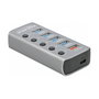 DeLOCK Hub USB 3.2 Gen 1 con 4 Puertos USB-A, Carga Rápida y USB-C PD 3.0 Gris