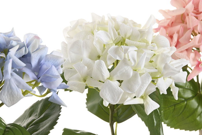 DKD Home Decor Flor Blanca Lila Rosa Seda PE Tacto Real Hortensia Surtido 20 x 60 x 20 cm (12 Unidades)