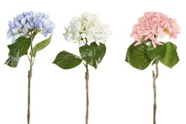 DKD Home Decor Flor Blanca Lila Rosa Seda PE Tacto Real Hortensia Surtido 20 x 60 x 20 cm (12 Unidades)