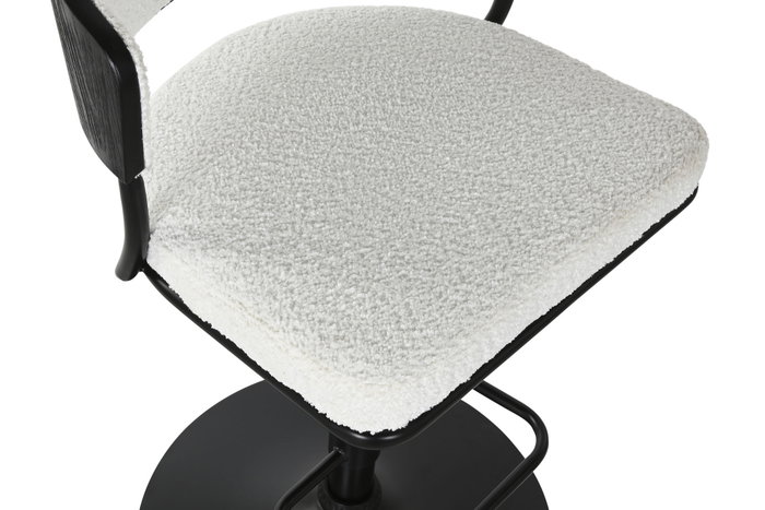 DKD Home Decor Taburete Moderno Blanco Metal Poliester Bucle 48 x 83.5 x 48.5 cm