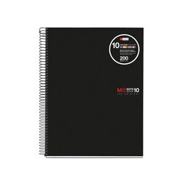 Miquelrius 47009 Cuaderno Espiral NB-10 A4 200 Hojas 5x5mm Polipropileno Negro