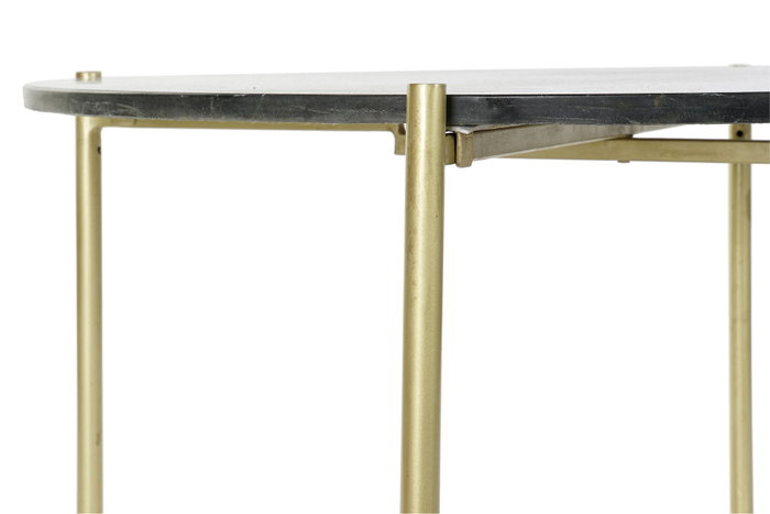 DKD Home Decor Mesa de Centro de Mármol y Hierro Negro y Dorado