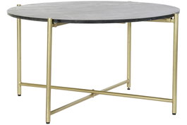 DKD Home Decor Mesa de Centro de Mármol y Hierro Negro y Dorado