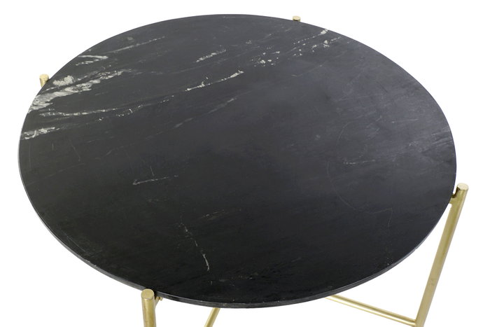 DKD Home Decor Mesa de Centro de Mármol y Hierro Negro y Dorado
