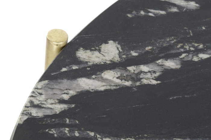 DKD Home Decor Mesa de Centro de Mármol y Hierro Negro y Dorado