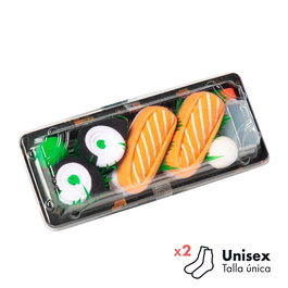 Funny Xmas Calcetines Modelo Sushi en Caja de Regalo, 2 Pares