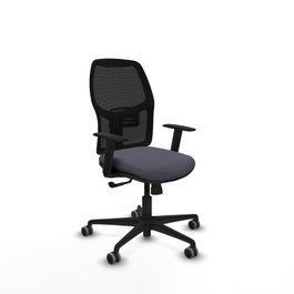 PIQUERAS Y CRESPO Silla de oficina Alfera Gris oscuro y Negro con mecanismo Sincro, lumbar 1D y brazos 1D, ruedas 65 mm para parqué